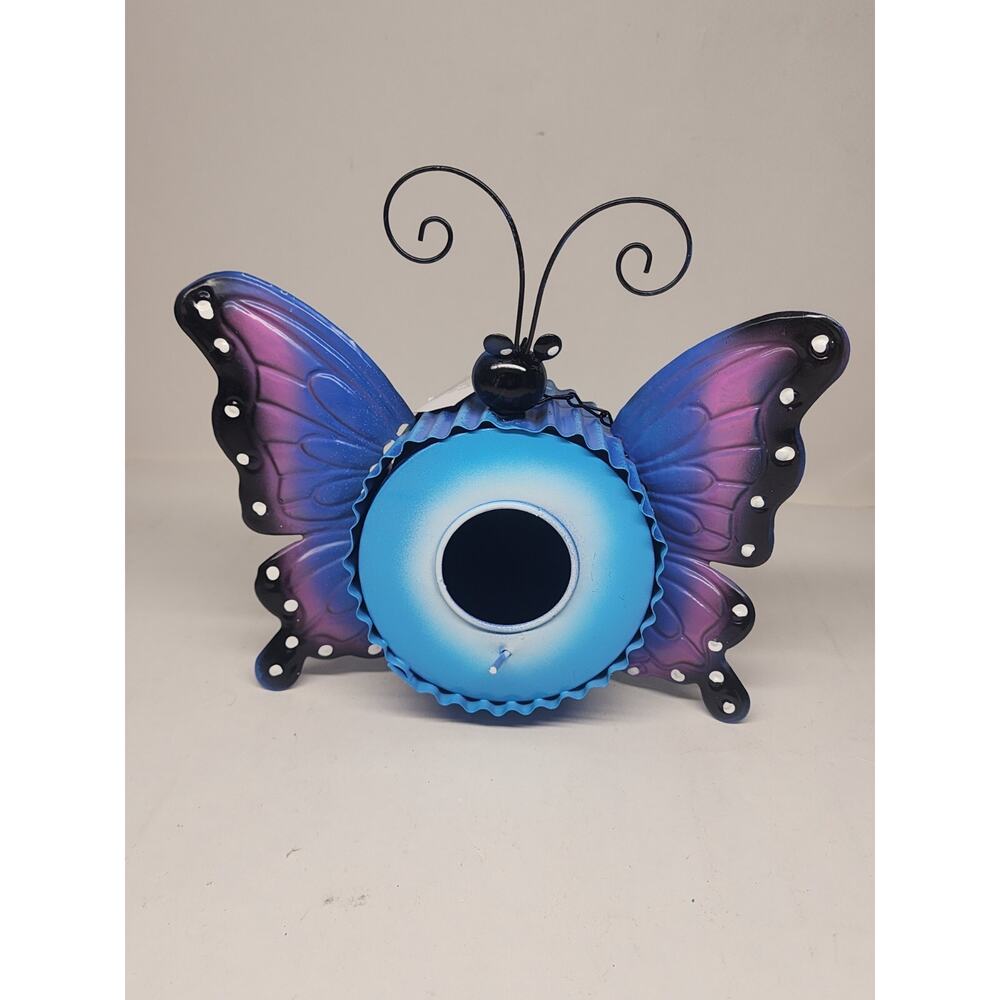Hand Painted Rustic Metal Bird Houses - Butterfly